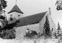 Die Mehrower Dorfkirche, aufgenommen 1974