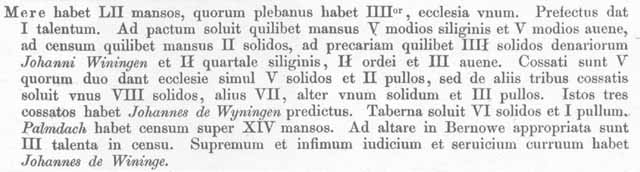 Der Mehrow betreffende Eintrag im Landbuch Karl IV. (Quelle: E. Fidicin: 